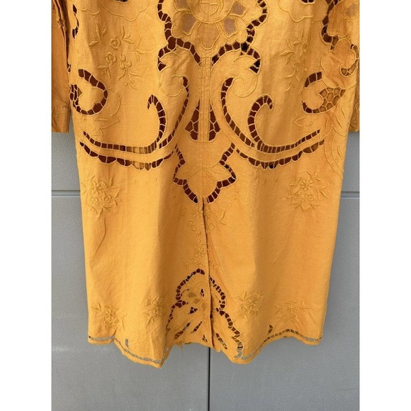 Free People Susanna Cutwork Embroidered Lace Longline Duster Jacket Pumpkin XS - Picture 13 of 15